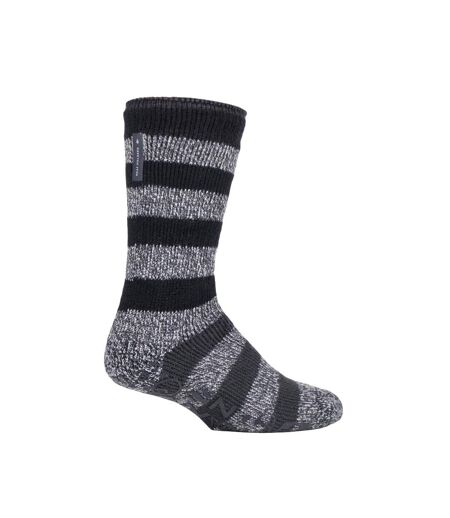 Mens Striped Fleece Lined Thick Slipper Socks