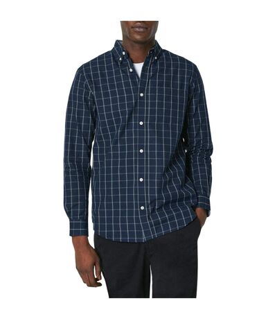 Maine Mens Dual Box Check Long-Sleeved Shirt (Navy) - UTDH6758