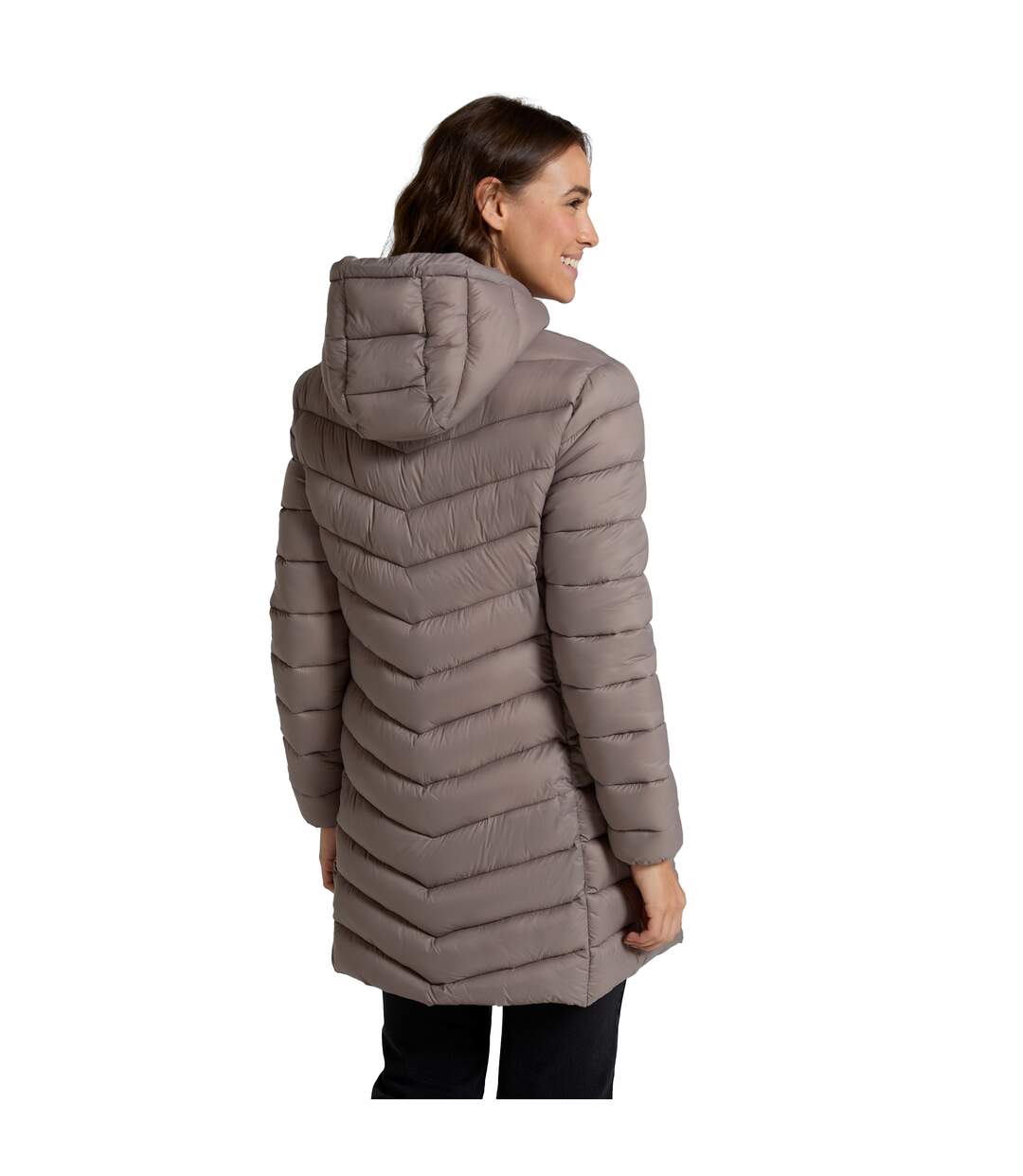 Womens/ladies frankie longline padded jacket taupe Animal