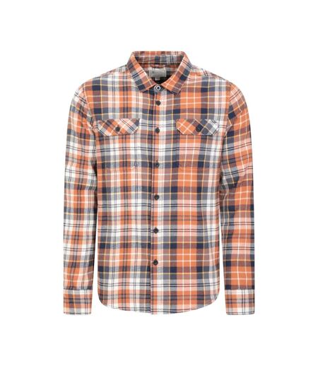 Mens trace flannel long-sleeved shirt orange Mountain Warehouse