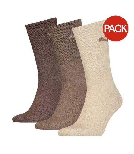Lot De 3  Chaussettes Sport Motif/style Logo Contrasté Adulte Marron Beige Marron Foncé Puma