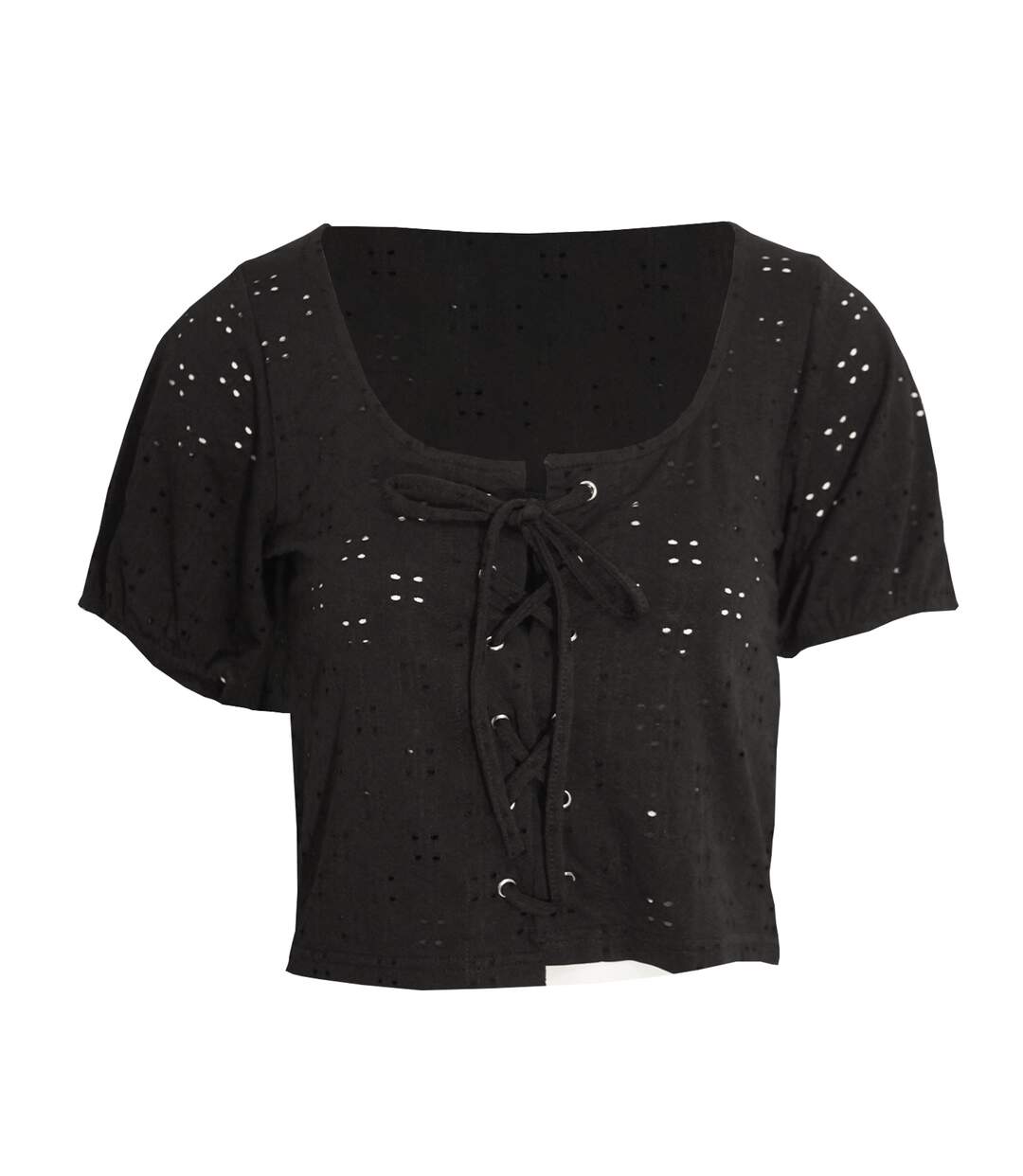 Tessa broderie anglaise lace-through top femme/ladies noir Brave Soul-1