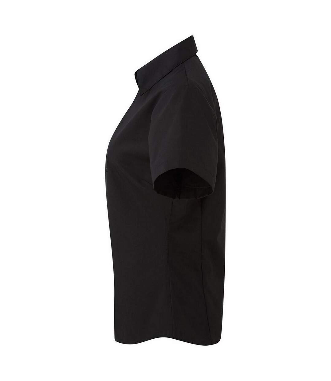 Short Sleeve Poplin Blouse / Plain Work Shirt Black Premier-3