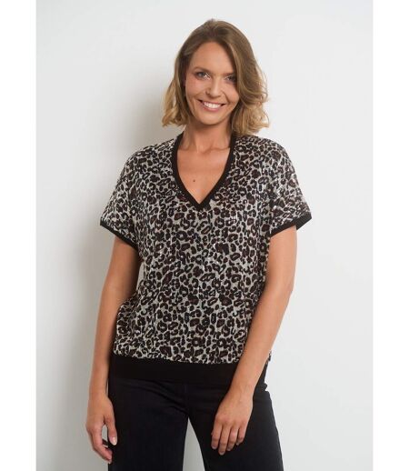 T-shirt en résille imprimée avec sequins