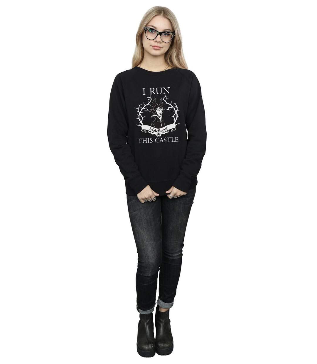Disney - Sweat MALEFICENT RUN THIS CASTLE - Femme (Noir) - UTBI12329-4
