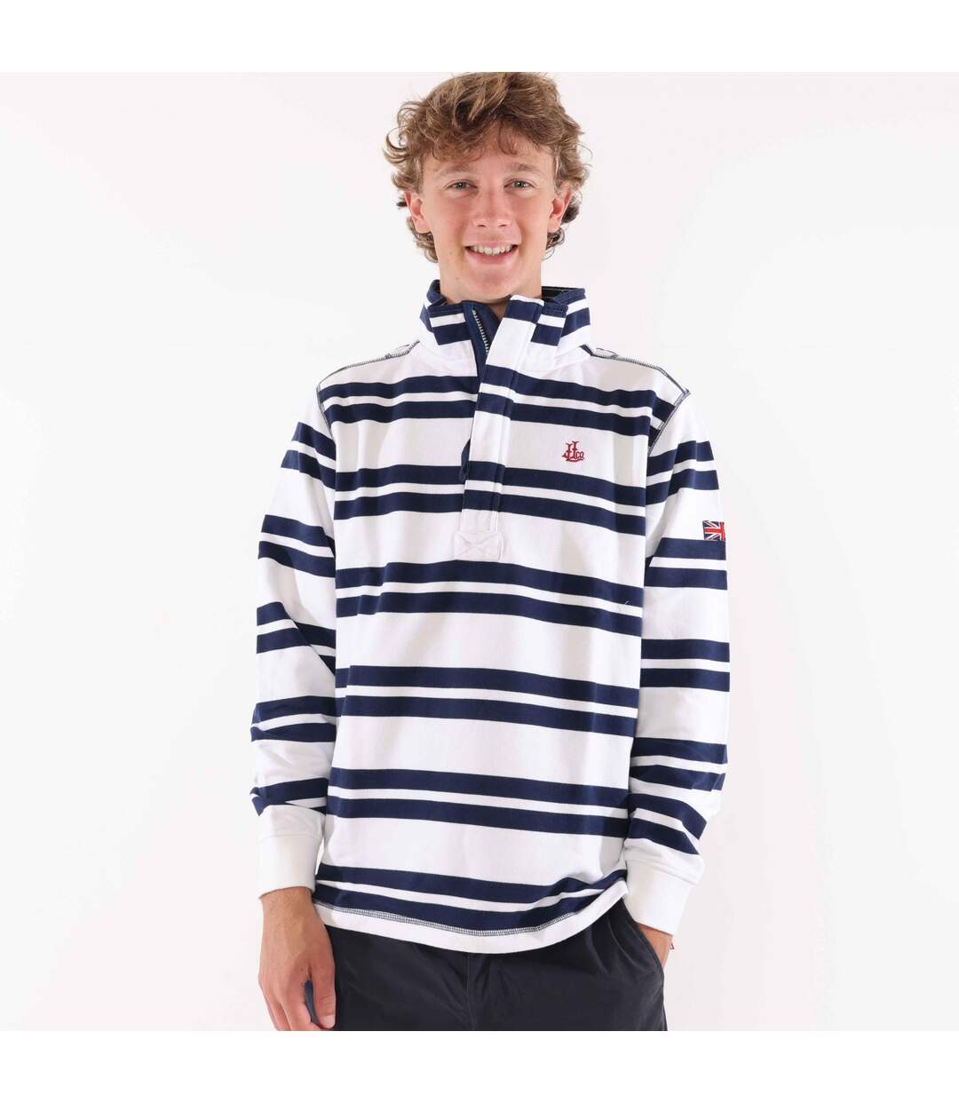 Sweat Motif/style Rayé Homme Blanc Lazy Jacks-2