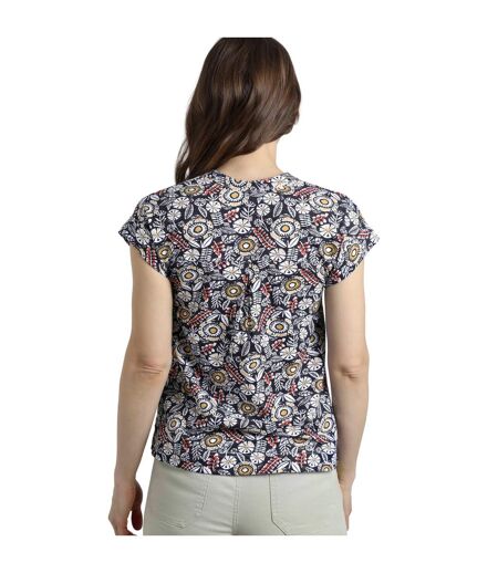 Womens/ladies alia printed jersey top navy Weird Fish