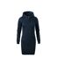 Womens/ladies Snap French Terry Hooded Sweatshirt Dress Navy Blue Malfini-1