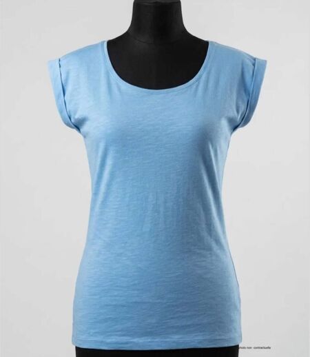 Tee-shirt MAYFLOWER DELHI3 sans manches : fraîcheur azur en coton flammé