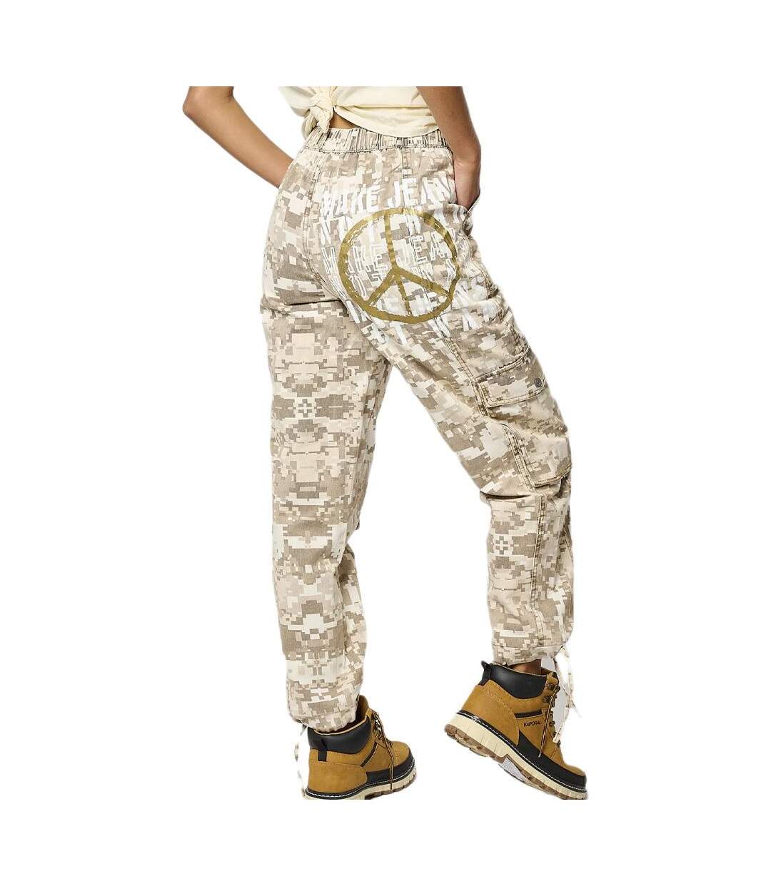 Pantalon fluide beige/vert femme kaporal silar-2