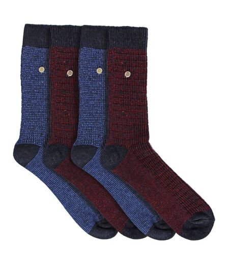 4 Pack Mens Cotton Dress Socks | Spirit Square Knit Socks