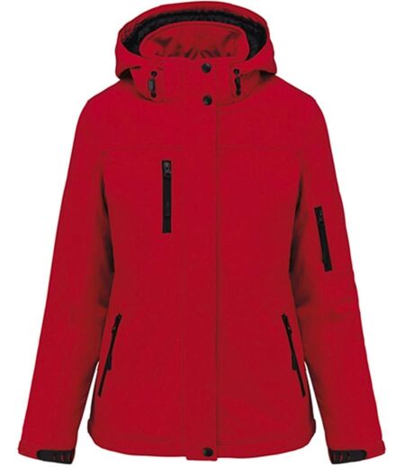 Parka softshell matelassée à capuche - K651 - Femme - rouge