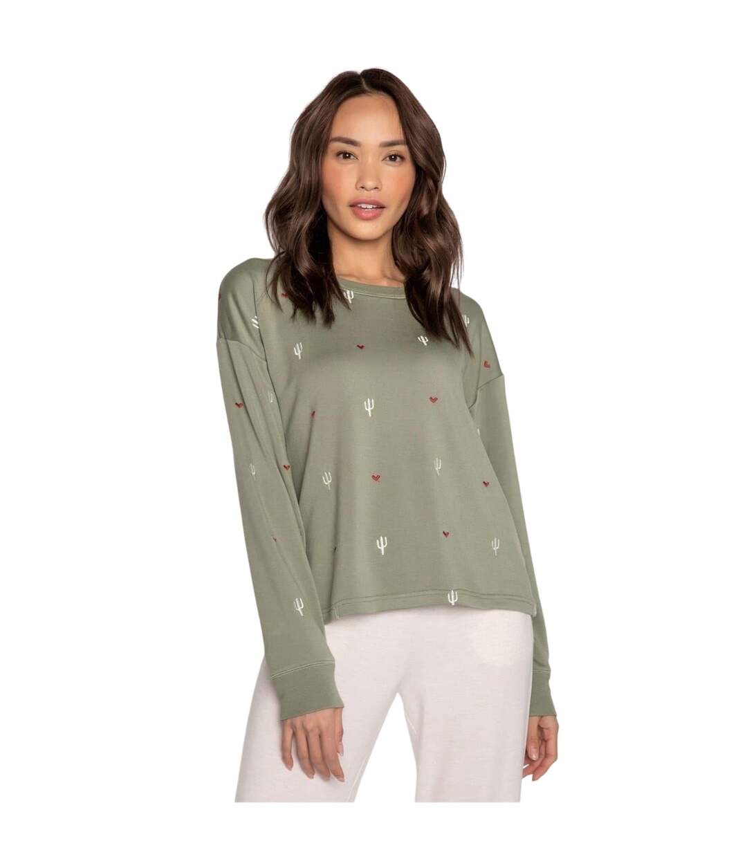 Womens/ladies Salvage French Terry Shirt Olive PJ Salvage-2