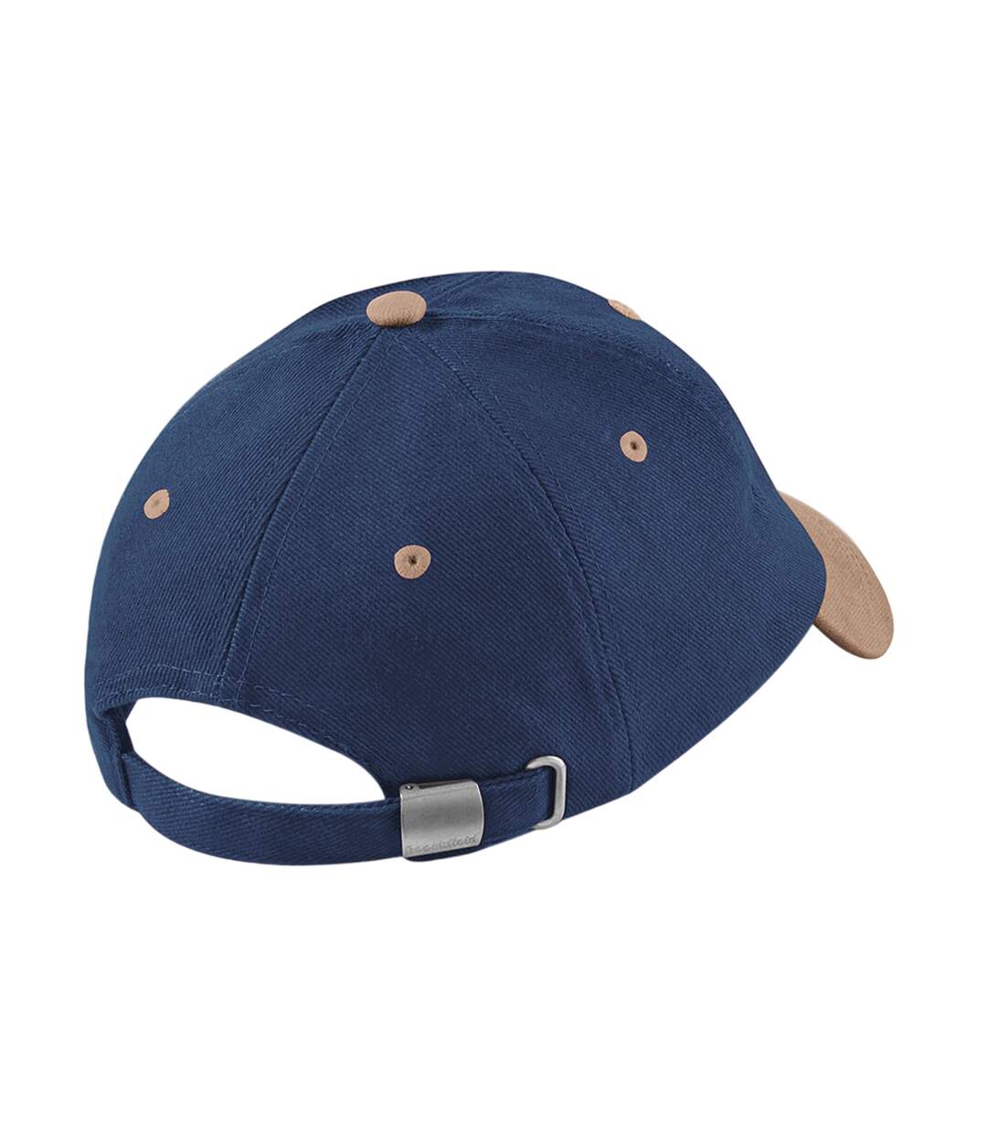 Unisex adult heavy brushed cotton low profile baseball cap french navy/taupe Beechfield-2