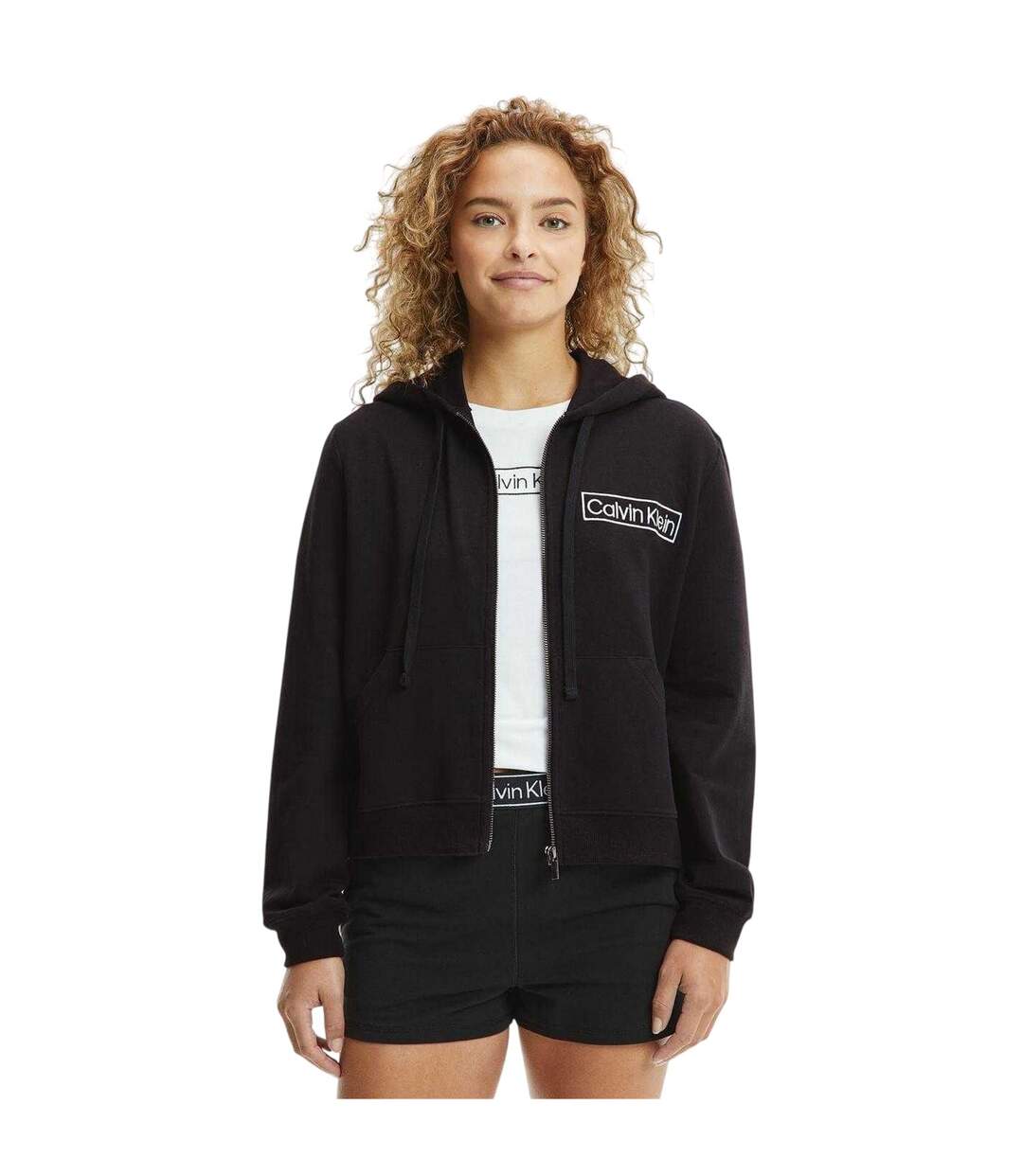 Veste À Capuche Manches Longues Motif/style Logo Femme Noir Calvin Klein-4