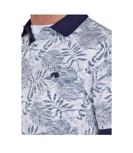 Polo Motif/style Floral Homme Blanc Cassé Raging Bull