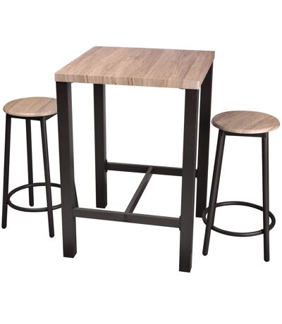 Table bar avec tabourets indus Dock - Noir