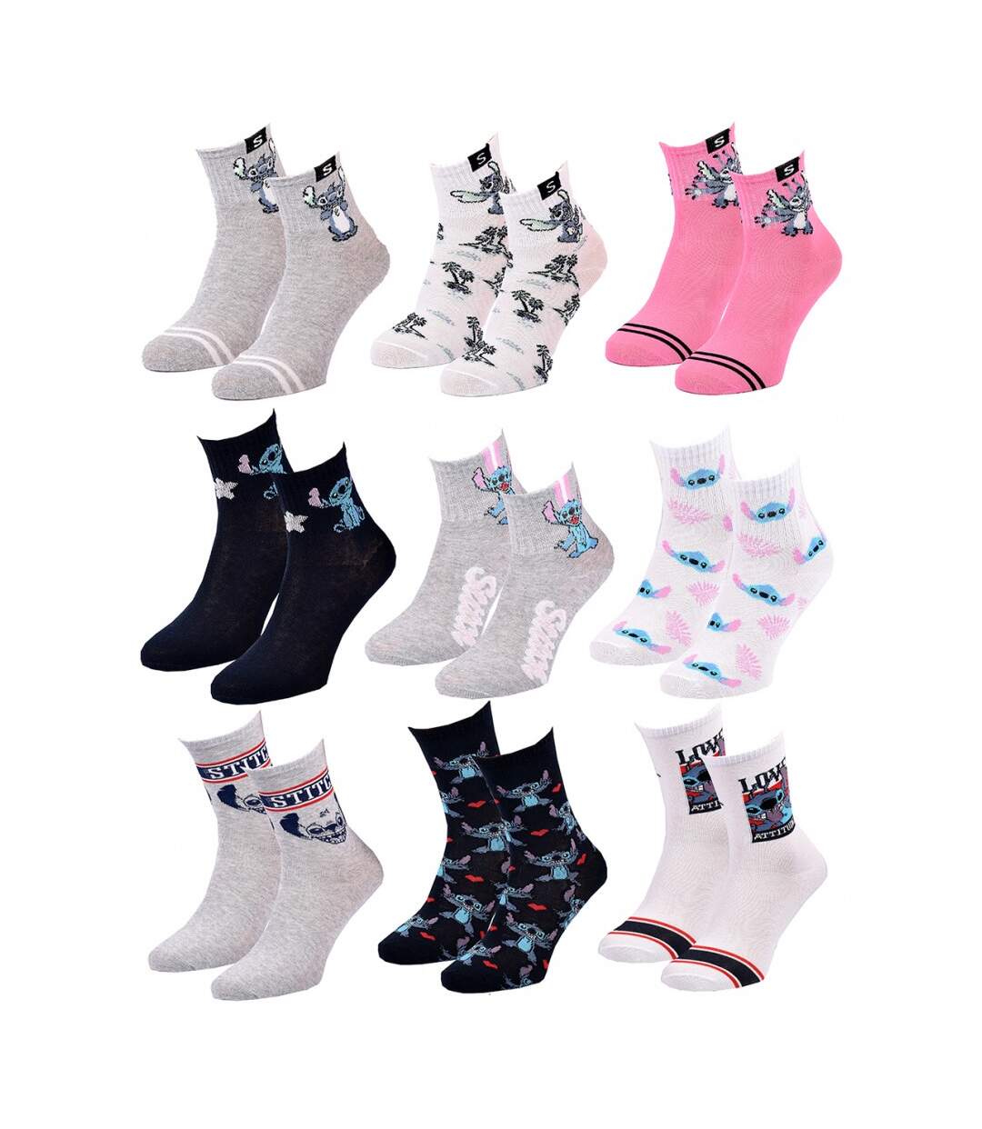 Chaussettes femme LICENCE Fantaisie-Assortiment modèles photos selon arrivages- - Pack de 9-2