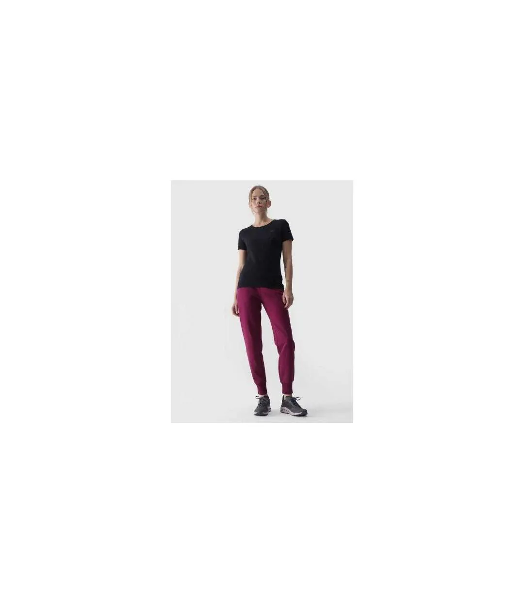 Womens/ladies Cotton Slim T-shirt Black 4F-1