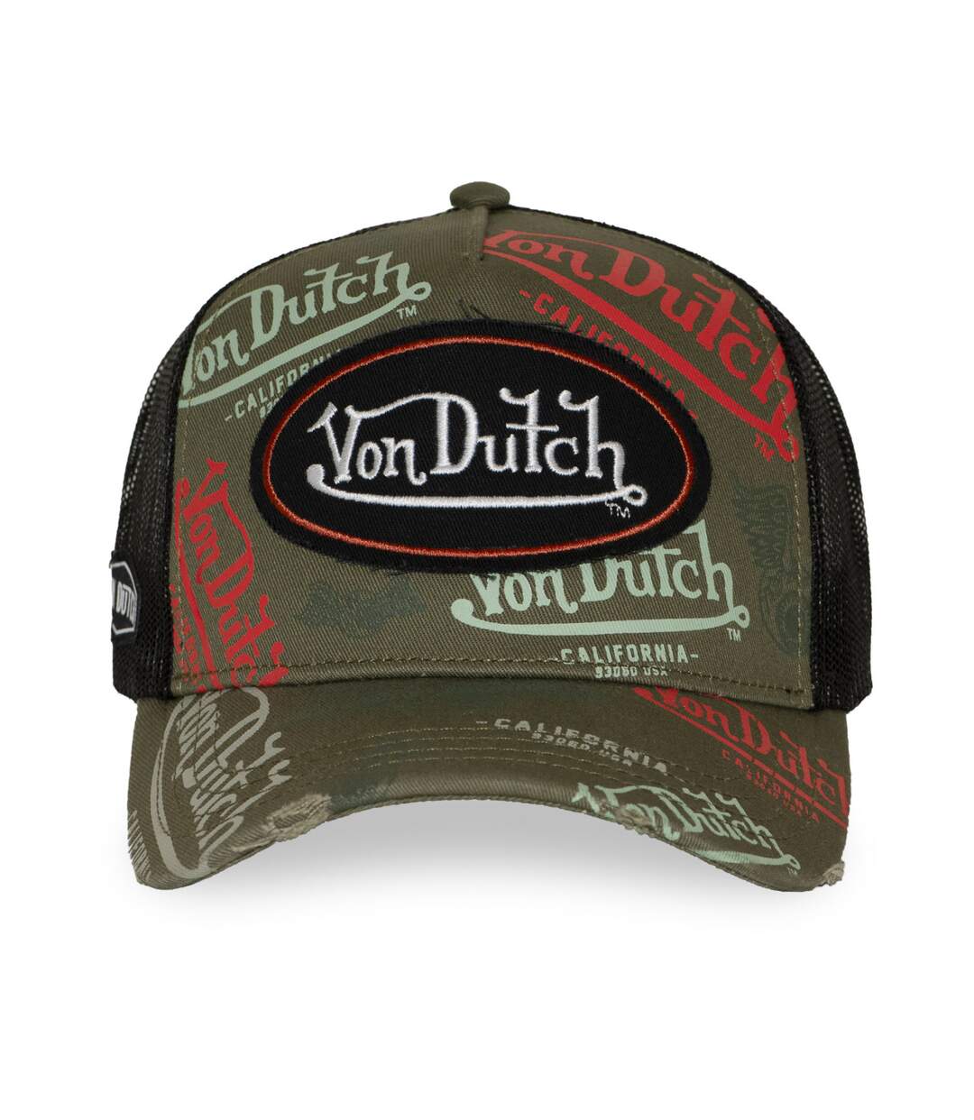 Casquette trucker effet usé avec patch et print Café Vondutch-2