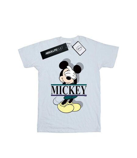Disney Femme/Les femmes Mickey Mouse Letters Cotton Boyfriend T-Shirt (Blanc) - UTBI36643