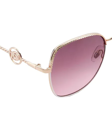 Gilded Metal Frame Sunglasses One Size Gold Light Pink Dune London