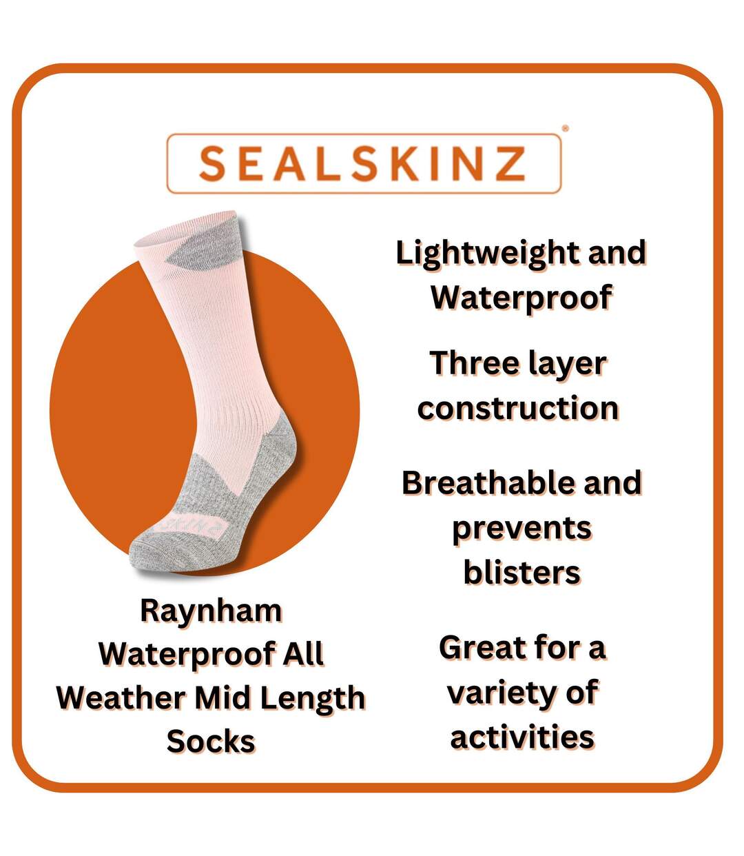 Mens & Ladies Waterproof All Weather Mid Length Socks-3