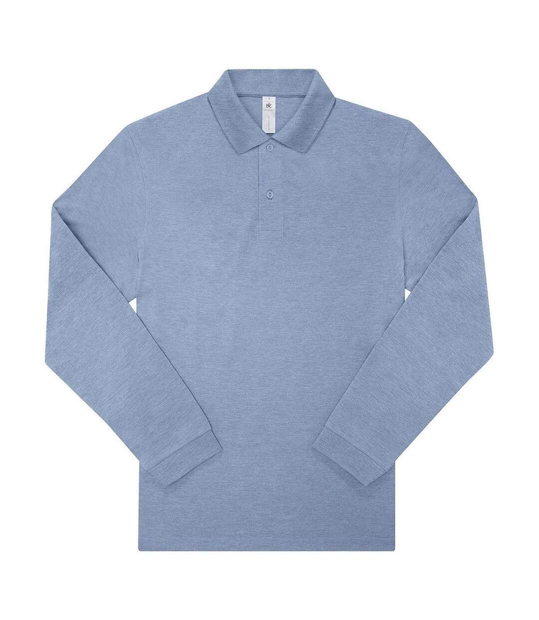 Polo manches longues- Homme - PU427 - bleu chiné-1