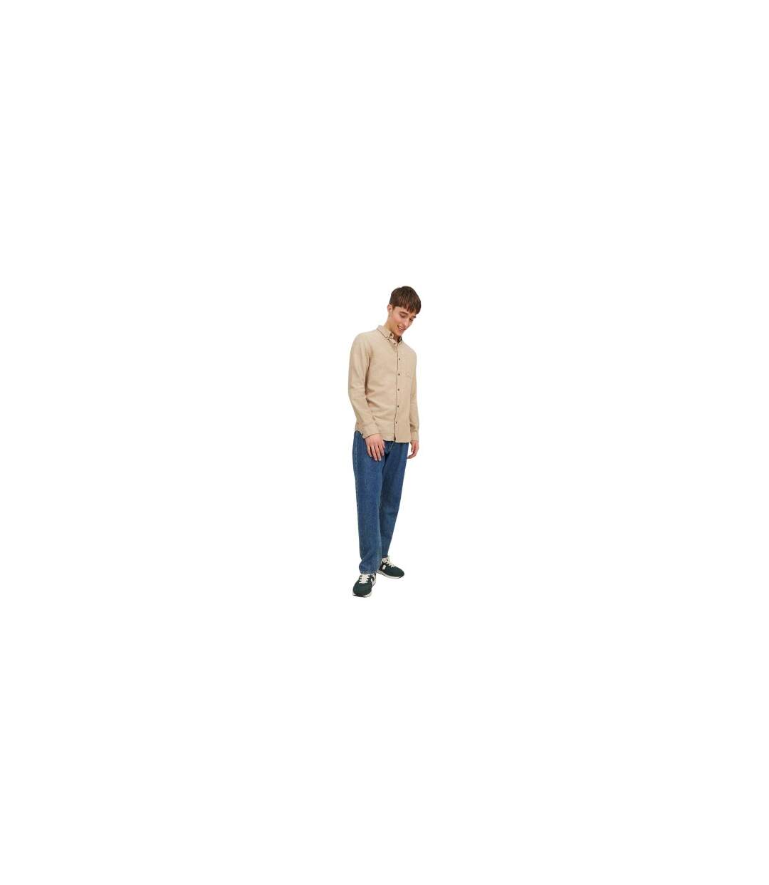 Mens Regular Button-down Shirt Oatmeal Jack And Jones-1