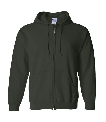 Gildan Heavy Blend Unisex Adult Full Zip Hooded Sweatshirt Top (Forest Green) - UTBC471