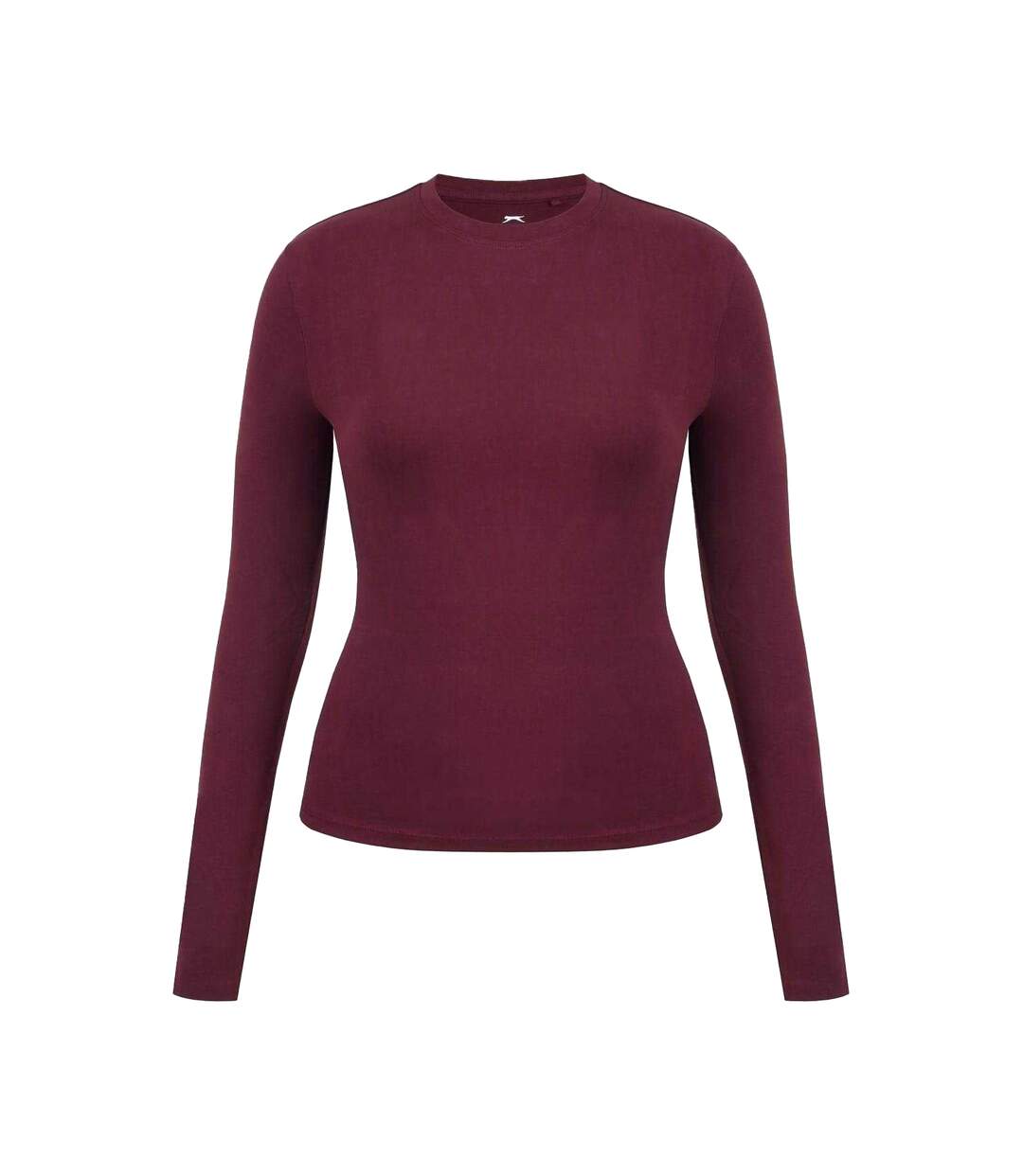 Womens/ladies Slim Long-sleeved T-shirt Burgundy Slazenger-1