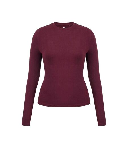 Womens/ladies Slim Long-sleeved T-shirt Burgundy Slazenger