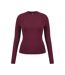 Womens/ladies Slim Long-sleeved T-shirt Burgundy Slazenger-1