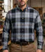 CHALLENGER TRADITION4 — Chemise à carreaux manches longues gris et bleu : l'aisance du tissu extensible-1