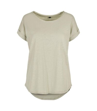 Womens/ladies Slub Long T-shirt Soft Salvia Build Your Brand