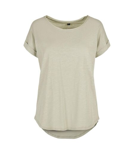 Womens/ladies Slub Long T-shirt Soft Salvia Build Your Brand