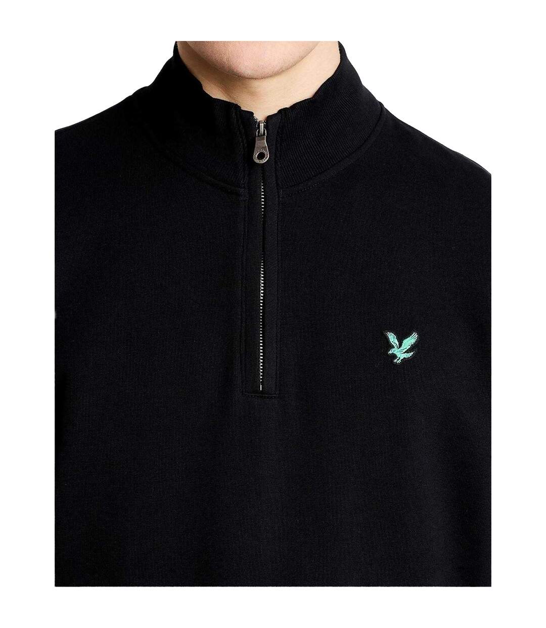 Haut De Golf À Col Montant Zippé Motif/style Logo Brodé Homme Noir Lyle & Scott-4