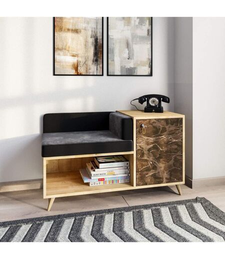 Banc d'entrée design marbré Anzer - L. 100 x H. 60 cm - Marron noix