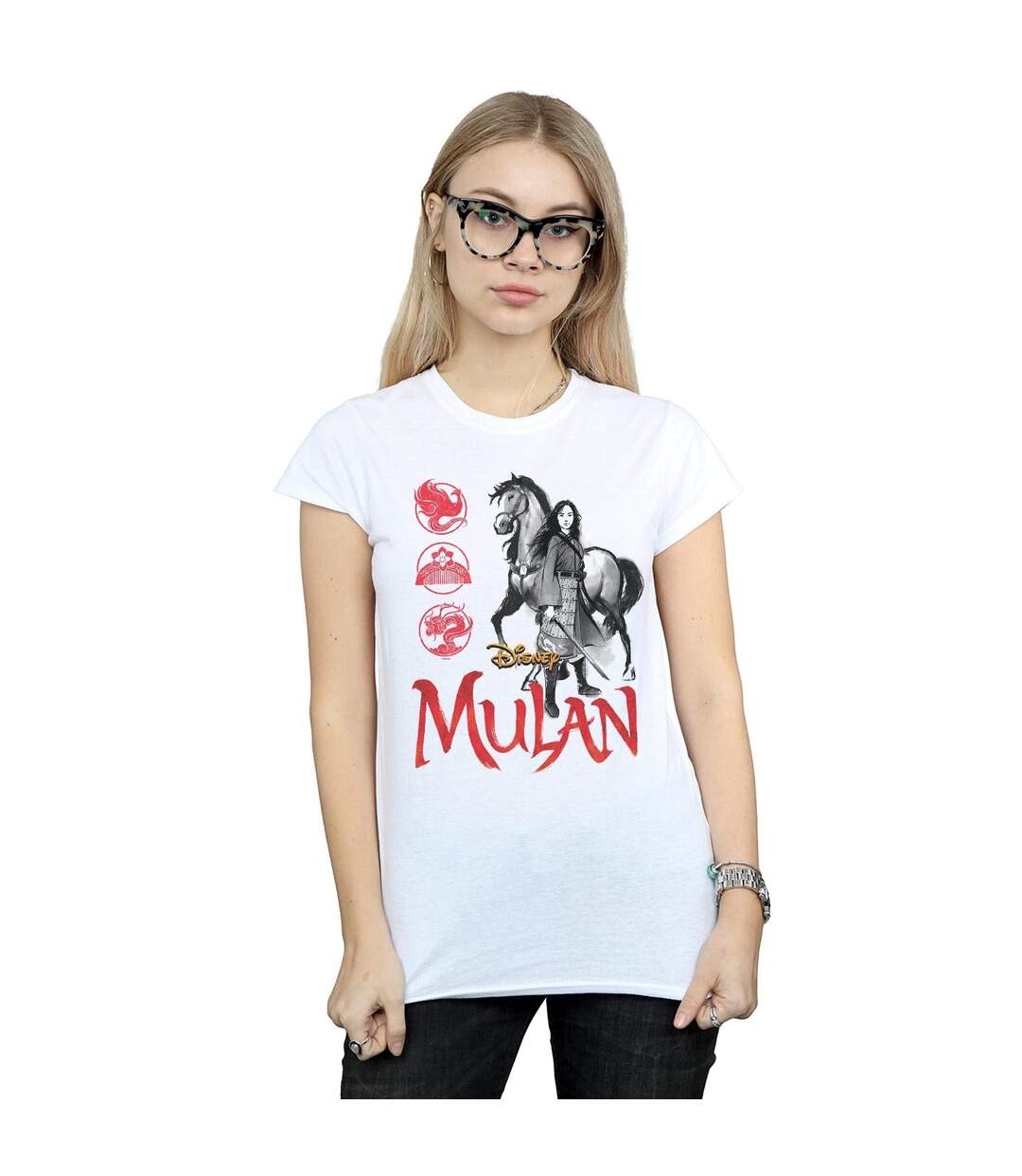 Disney Femme/Les femmes Mulan Movie Horse Pose - T-shirt en coton (Blanc) - UTBI30744-2