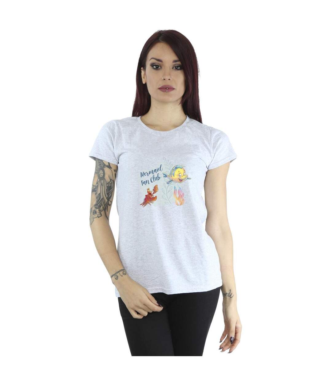 Disney T-shirt coton The Little Mermaid Club Femme/Ladies (Gris sportif) - UTBI26354-2
