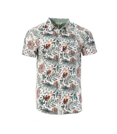 Chemise Blanche/Verte à Motifs Homme RMS26 Feuillages - L