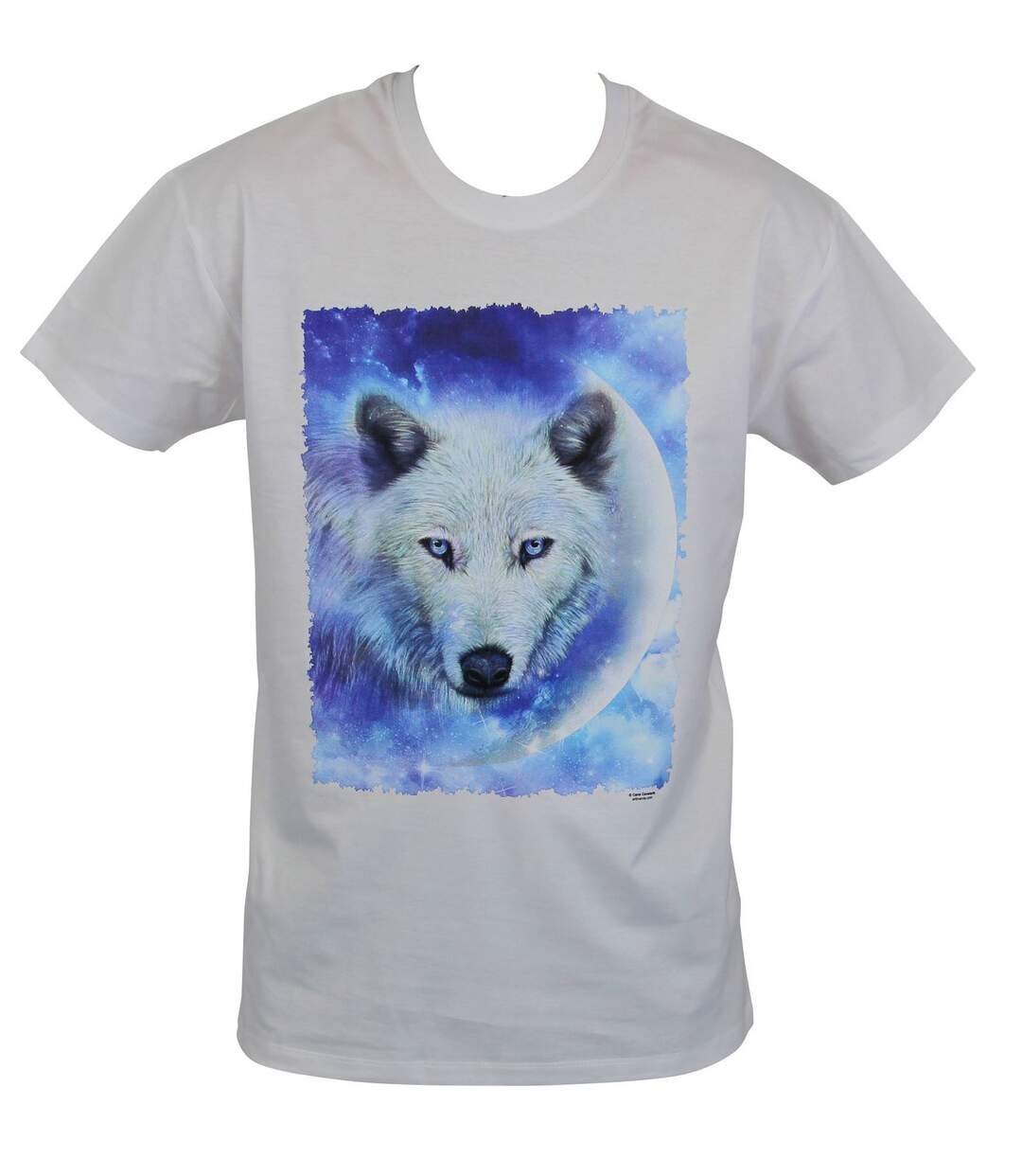 T-shirt homme manches courtes - Loup et lune - 22036 - blanc