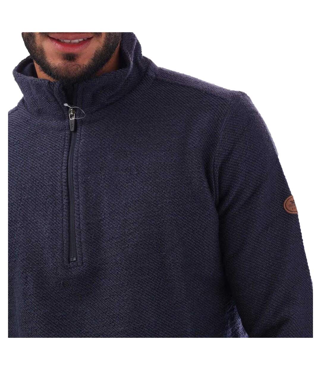 Mens Textured Knit Half Zip Fleece Top Navy Trespass-3
