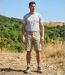 CHALLENGER INDIANA1 : Bermuda homme en coton stretch beige robuste et extensible-5