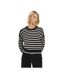 Womens/ladies Stripe Cotton Crew Neck Jumper Black Ivory Brave Soul-1