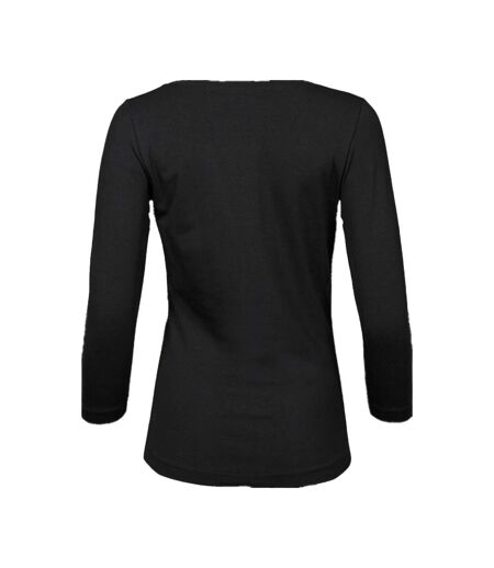 Womens/ladies 3/4 Sleeve T-shirt Black Tee Jays