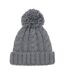 Unsiex Adultes Bonnet En Tricot Torsadé Mélangé Gris Beechfield-1