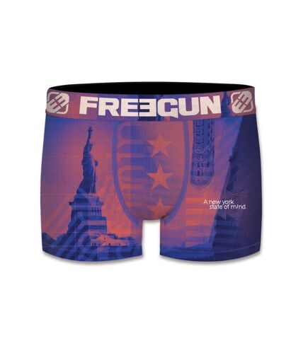 FREEGUN Boxer Homme Microfibre NYC Rouge Bleu