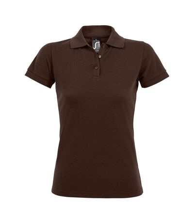 SOLs Womens/Ladies Prime Pique Polo Shirt (Chocolate)