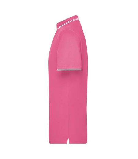 Polo Homme Rose Blanc James And Nicholson